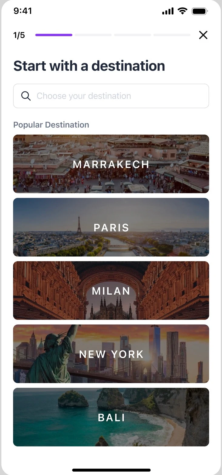 Creating a trip in the app
