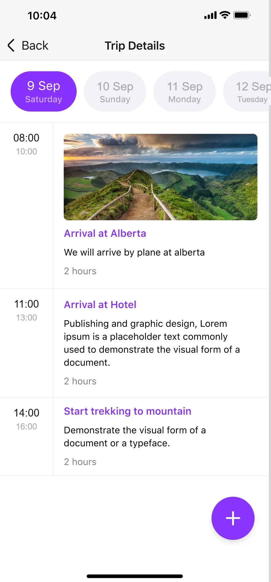 Trip itinerary and group chat in the app
